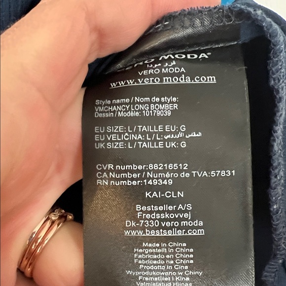 Vero Moda Navy long Bomber Jacket - Picture 3 of 5